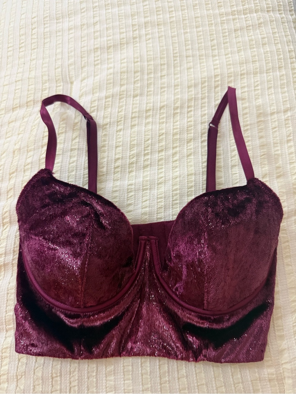 Victoria's Secret Velvet Longline Bra — Plum